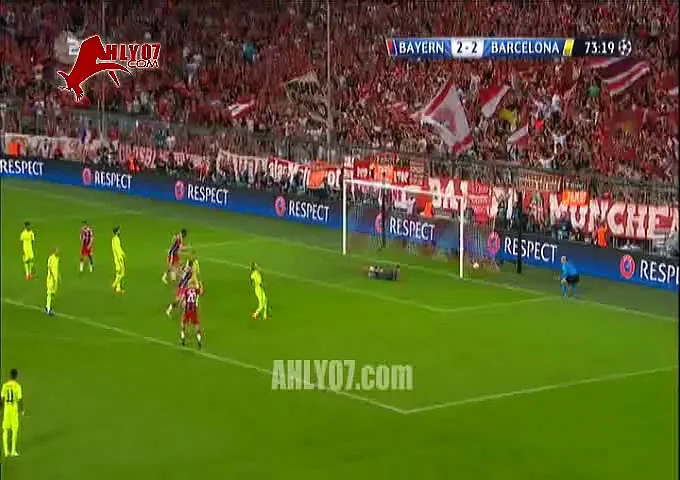 الهدف الثالث لبايرن ميونخ في برشلونة مقابل 2 قبل نهائي اوروبا 2015