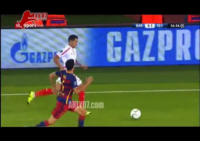 هدف اشبيليه الثاني في برشلونة مقابل 4 السوبر الاوروبي