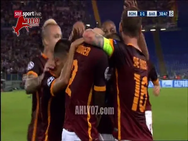 هدف عالمي لروما في شباك برشلونة دوري ابطال اوروبا